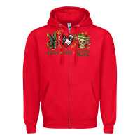 Red Peace love dia de los muertos Mexico Zipper Hoodie - HowdyJamesFarm