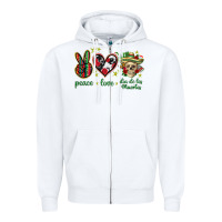 White Peace love dia de los muertos Mexico Zipper Hoodie - HowdyJamesFarm