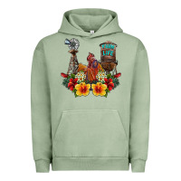 Pigment Oil Green farm life rooster Urban Hoodie - SublimationCraftShop