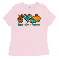 Bubblegum Pink peace love pumpkins Ladies Tee - Jasminsmagicworld