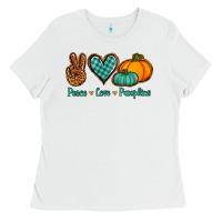 White peace love pumpkins Ladies Tee - Jasminsmagicworld