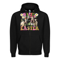Black Happy Easter Heifers Easter Day Zipper Hoodie - CowGirlArtShop