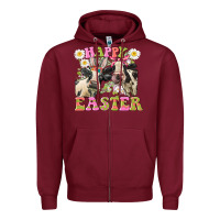 Burgundy Happy Easter Heifers Easter Day Zipper Hoodie - CowGirlArtShop