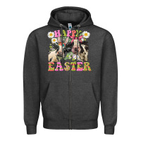 Charcoal Heather Happy Easter Heifers Easter Day Zipper Hoodie - CowGirlArtShop