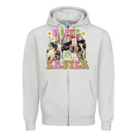 Dove Grey Happy Easter Heifers Easter Day Zipper Hoodie - CowGirlArtShop