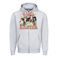 Heather Grey Happy Easter Heifers Easter Day Zipper Hoodie - CowGirlArtShop