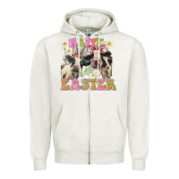 Oatmeal Heather Happy Easter Heifers Easter Day Zipper Hoodie - CowGirlArtShop