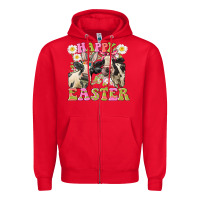 Red Happy Easter Heifers Easter Day Zipper Hoodie - CowGirlArtShop