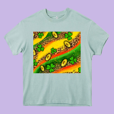 St Patricks Coin And Shamrock Heavy Core Tee Designed By Adodesignshop