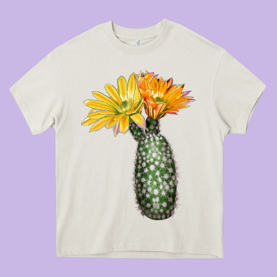 Texas Rainbow Cactus Heavy Core Tee Designed By Lillyallendesigns