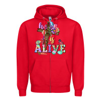 Red He is alive Easter Day Zipper Hoodie - CowGirlArtShop