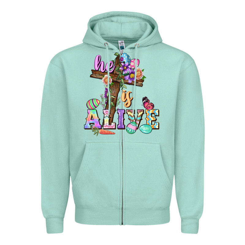 He Is Alive Easter Day Zipper Hoodie by CowGirlArtShop | Teevron