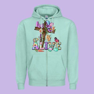 He Is Alive Easter Day Zipper Hoodie Designed By Cowgirlartshop