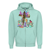 Seafoam He is alive Easter Day Zipper Hoodie - CowGirlArtShop