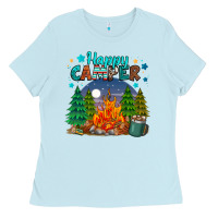 Baby Blue happy camper Ladies Tee - MaliasSmallBusiness