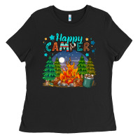 Black happy camper Ladies Tee - MaliasSmallBusiness