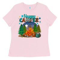 Bubblegum Pink happy camper Ladies Tee - MaliasSmallBusiness