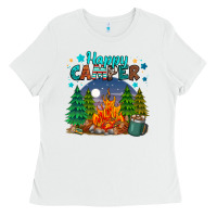 White happy camper Ladies Tee - MaliasSmallBusiness