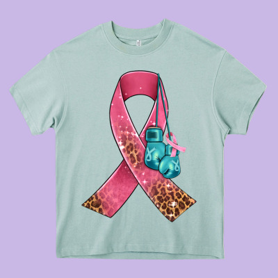 Cancer Ribbon And Boxing Gloves Heavy Core Tee Designed By Adodesignshop