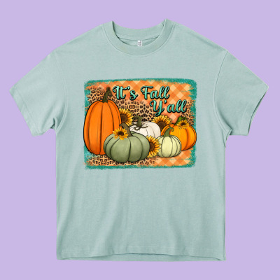 It's Fall Y'all Pumpkins Halloween And Sunflowers Heavy Core Tee Designed By Jasminsmagicworld