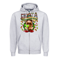 Heather Grey Fiesta gnome with tacos Mexico Zipper Hoodie - HowdyJamesFarm