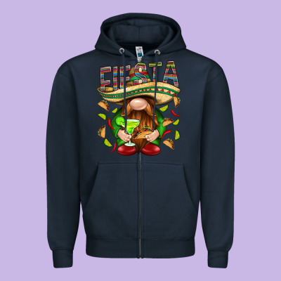 Fiesta Gnome With Tacos Mexico Zipper Hoodie Designed By Howdyjamesfarm