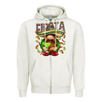 Oatmeal Heather Fiesta gnome with tacos Mexico Zipper Hoodie - HowdyJamesFarm