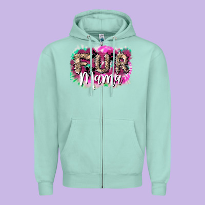 Fur Mama Mother's Day Zipper Hoodie Designed By Howdyjamesfarm