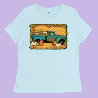 Pumpkin Farm Truck Ladies Tee Designed By Jasminsmagicworld