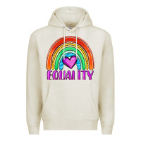 Oatmeal Heather equality rainbow Premium Hoodie - OliviaCreatesArt