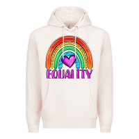Pale Pink equality rainbow Premium Hoodie - OliviaCreatesArt