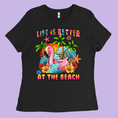 Life Is Better At The Beach Ladies Tee Designed By Maliassmallbusiness