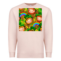 Pale Pink St. Patrick's dwarf seamless pattern digital paper Premium Sweatshirt - BundleAndBundleShop