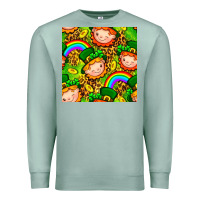 Seafoam St. Patrick's dwarf seamless pattern digital paper Premium Sweatshirt - BundleAndBundleShop