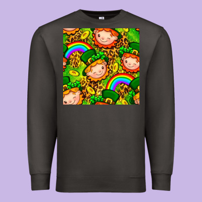 St. Patrick's Dwarf Seamless Pattern Digital Paper Premium Sweatshirt Designed By Bundleandbundleshop