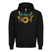 Black Blessed mom sunflower butterfly mother's day Zipper Hoodie - HowdyJamesFarm