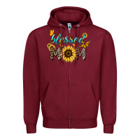 Burgundy Blessed mom sunflower butterfly mother's day Zipper Hoodie - HowdyJamesFarm