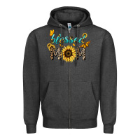Charcoal Heather Blessed mom sunflower butterfly mother's day Zipper Hoodie - HowdyJamesFarm