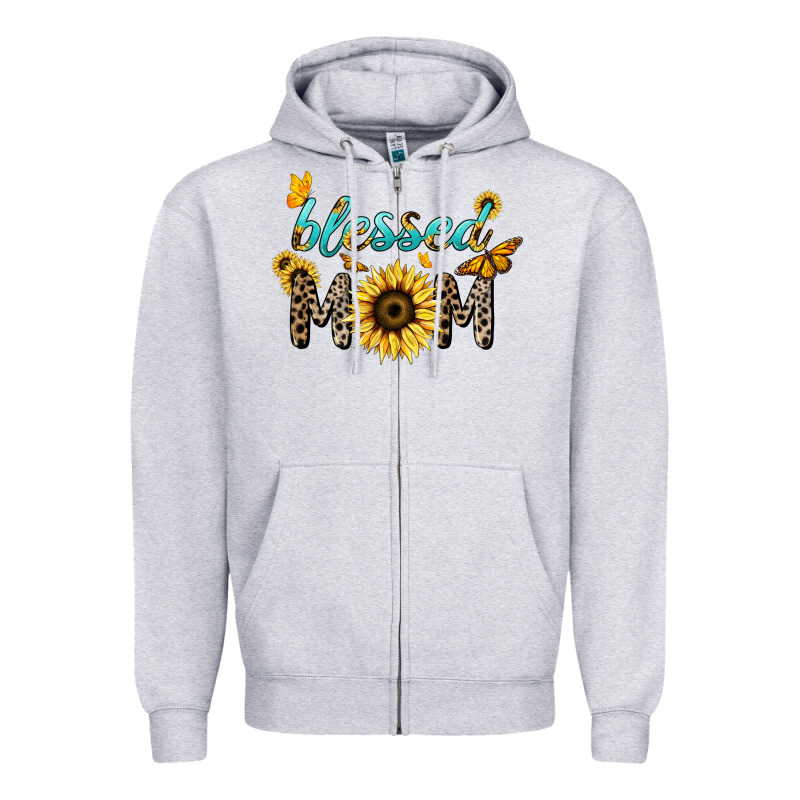 Blessed Mom Sunflower Butterfly Mother's Day Zipper Hoodie by HowdyJamesFarm | Teevron
