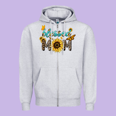 Blessed Mom Sunflower Butterfly Mother's Day Zipper Hoodie Designed By Howdyjamesfarm