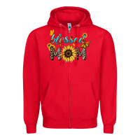 Red Blessed mom sunflower butterfly mother's day Zipper Hoodie - HowdyJamesFarm