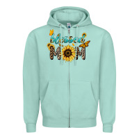Seafoam Blessed mom sunflower butterfly mother's day Zipper Hoodie - HowdyJamesFarm