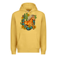 Antique Gold western horse cactus sunflowers horseshoe Premium Hoodie - OliviaCreatesArt