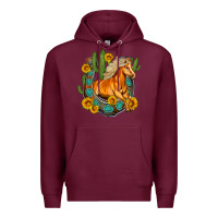 Burgundy western horse cactus sunflowers horseshoe Premium Hoodie - OliviaCreatesArt