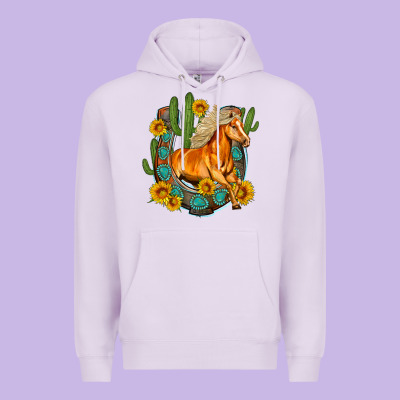 Western Horse Cactus Sunflowers Horseshoe Premium Hoodie Designed By Oliviacreatesart