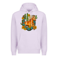 Lilac western horse cactus sunflowers horseshoe Premium Hoodie - OliviaCreatesArt