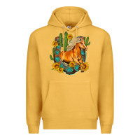 Mustard western horse cactus sunflowers horseshoe Premium Hoodie - OliviaCreatesArt