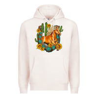 Pale Pink western horse cactus sunflowers horseshoe Premium Hoodie - OliviaCreatesArt