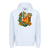 White western horse cactus sunflowers horseshoe Premium Hoodie - OliviaCreatesArt