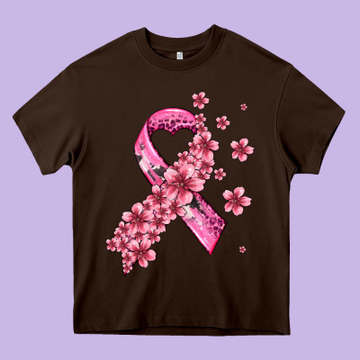 Pink Cancer Ribbon Heavy Core Tee Designed By Adodesignshop